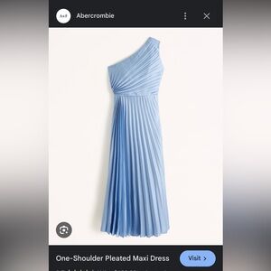 Abercrombie one shoulder pleated maxi dress blue XS petite